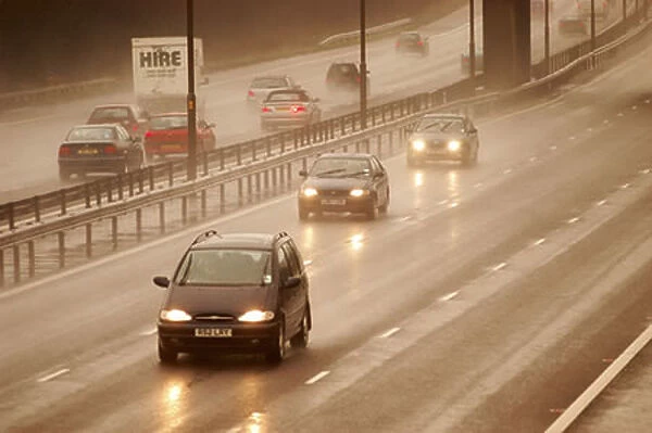 M1 motorway driving in rain