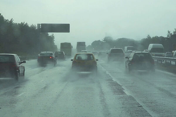 Motorway driving in rain car lights M27