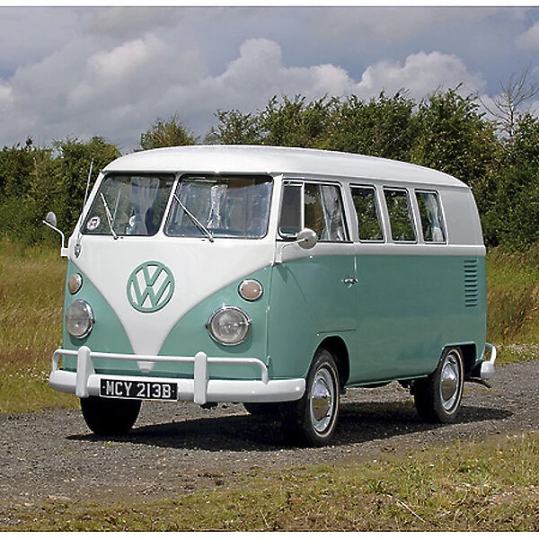 VW Volkswagen Classic Camper van, 1964, Green, & white