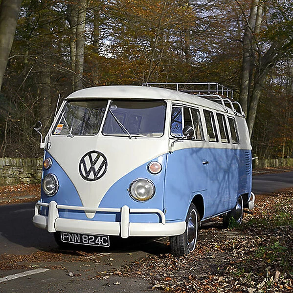 VW Volkswagen Classic Camper van, 1965, Blue, & white