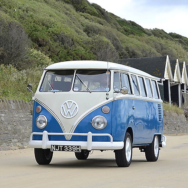 VW Volkswagen Classic Camper van, 1970, Blue, & white