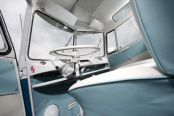 VW Volkswagen Classic Camper van, split-screen, 1965, Blue, & white