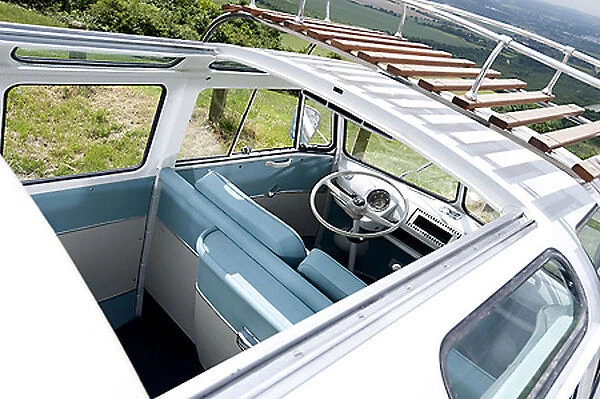 VW Volkswagen Classic Camper van, split-screen, 1965, Blue, & white
