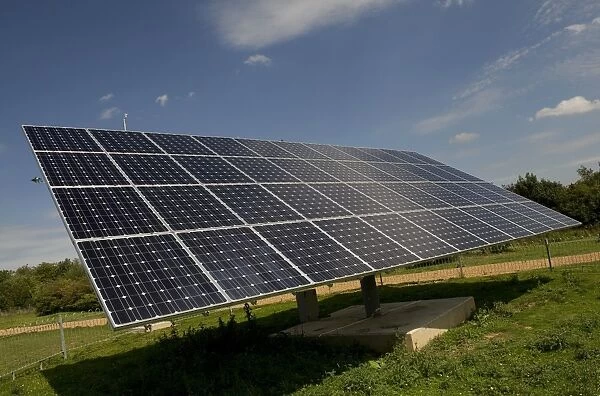 Tracking solar energy panels at ecotech centre, Swaffham, Norfolk, England, august
