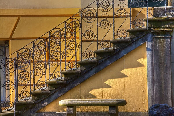 Europe; Italy; Lucca; Bright Color of Staircase