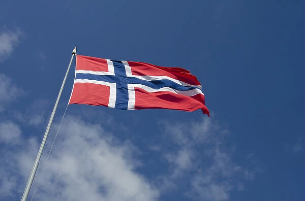 Norway, Bergen. Norway flag