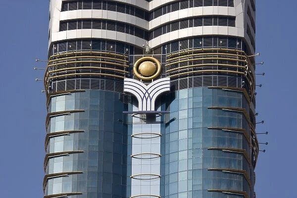 UAE, Dubai. Detail of Rose Tower