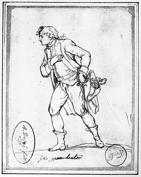 American revolutionary soldier. Sketch by Augustin Dupr