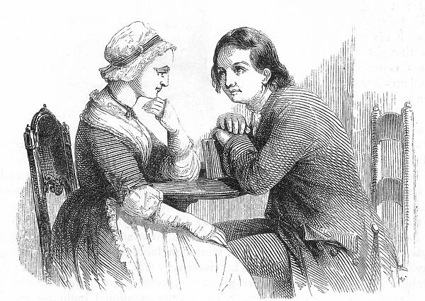 BENJAMIN FRANKLIN (1706-1790). American printer, publisher, scientist, inventor, statesman and diplomat. Franklin courting Deborah Read: wood engraving, 1852