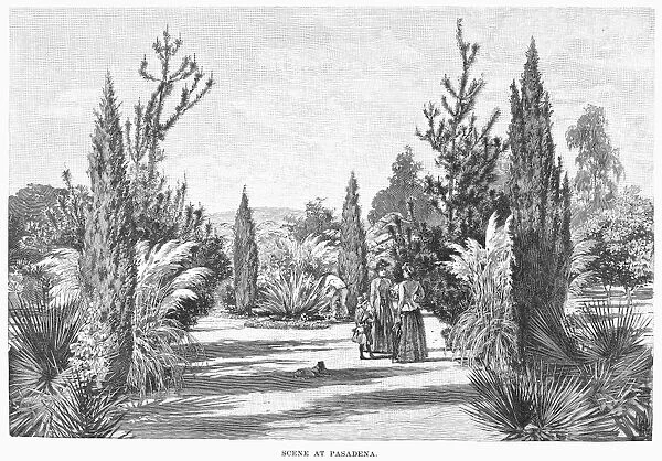 CALIFORNIA: PASADENA, 1890. Scene at Pasadena, California. Wood engraving, 1890