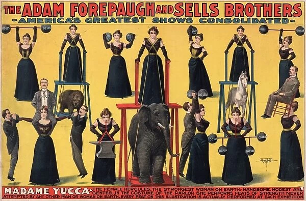 CIRCUS POSTER, c1898. The Adam Forepaugh and Sells Brothers, Americas Greatest