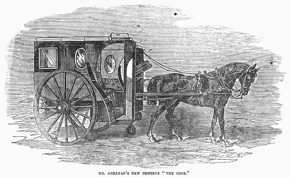 ENGLAND: OMNIBUS, 1856. Mr Abrahams new omnibus, the cosy. Wood engraving, 1856
