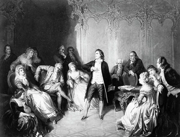 FRIEDRICH von SCHILLER (1759-1805). Johann Christoph Friedrich von Schiller. German poet and playwright. Reciting his work at the court of Weimar. Painting by Eduard Ender (1822-1883)