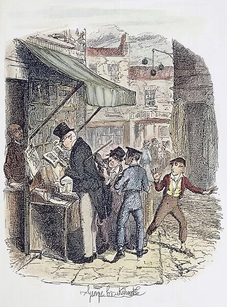 OLIVER TWIST, 1837-38. Oliver amazed at the Dodgers mode of going to work