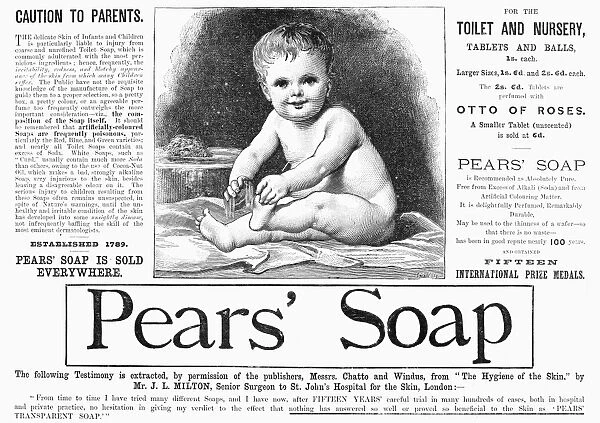 PEARS SOAP, 1887. English newspaper advertisement, 1887
