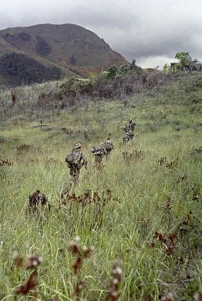 VIETNAM WAR, 1967. American troops securing a landing zone on a mountain top in