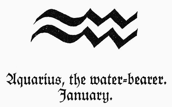ZODIAC: AQUARIUS. Zodiacal symbol for Aquarius, the water-bearer