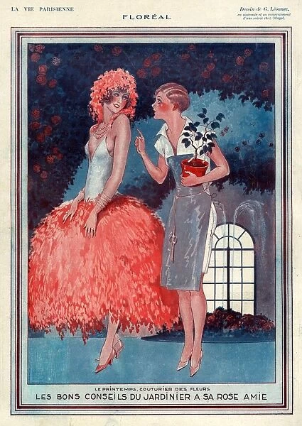 La Vie Parisienne 1920s France Georges Leonnec illustrations womens dresses plants