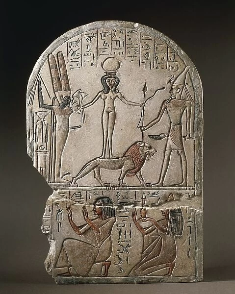Egypt, Deir el-Medina, Stele dedicated to the Qetesh goddess by the scribe Ramose, nineteenth dynasty