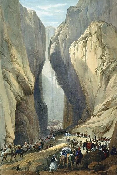 First Anglo-Afghan War 1838-1842: British army entering the Bolan Pass from Dadur