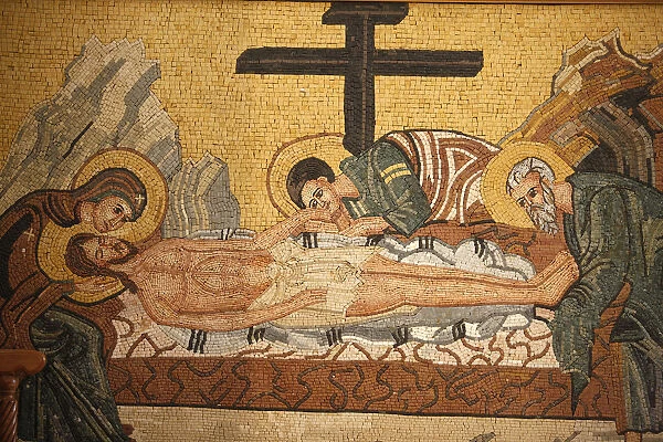 Greek orthodox icon depicting Chrits entombment in St Georges orthodox church