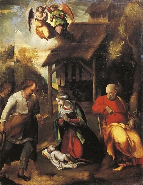 Italy, Florence, painting of adoration of the Shepherds