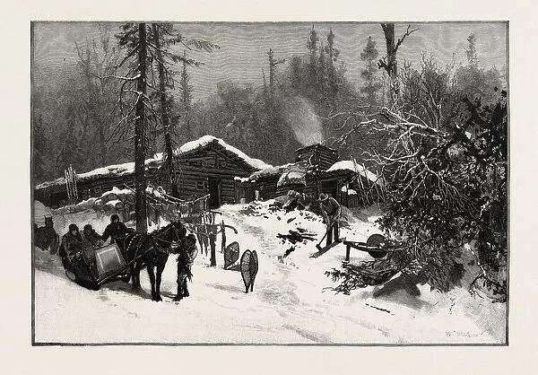 Lumbermens Camp, Canada, Nineteenth Century Engraving