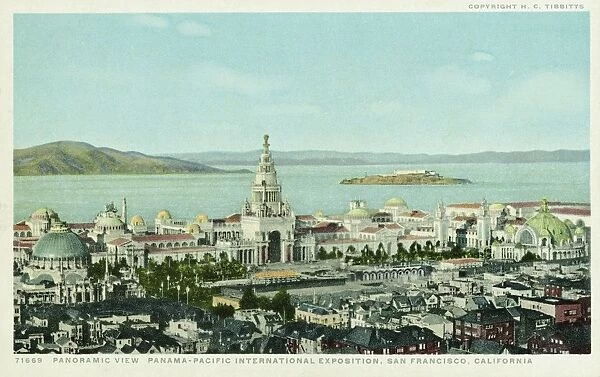 Panoramic View, Panama-Pacific International Exposition, San Francisco, California Postcard. ca. 1915-1930, Panoramic View, Panama-Pacific International Exposition, San Francisco, California Postcard