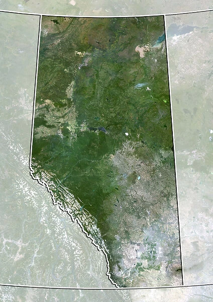Province of Alberta, Canada, True Colour Satellite Image