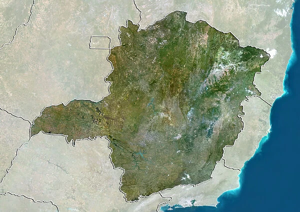 State of Minas Gerais, Brazil, True Colour Satellite Image