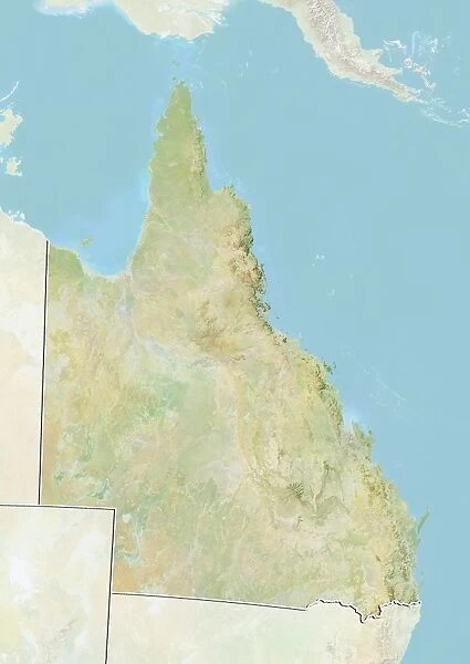State of Queensland, Australia, Relief Map