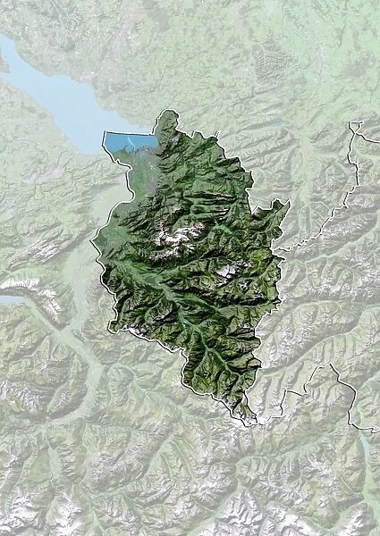 State of Vorarlberg, Austria, Satellite Image With Bump Effect