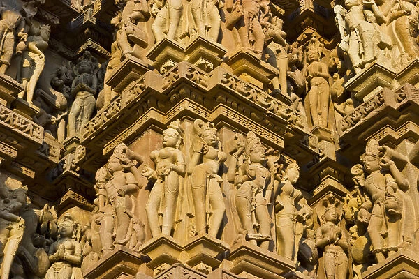 Artistic sculptures of Khajuraho Temples, Chhatarpur District, Madhya Pradesh, India