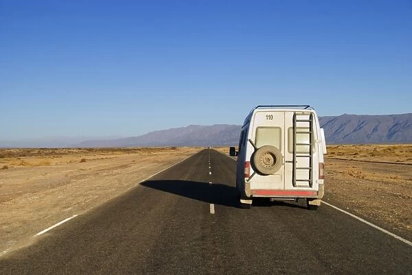 camper van on a road outside cafayate