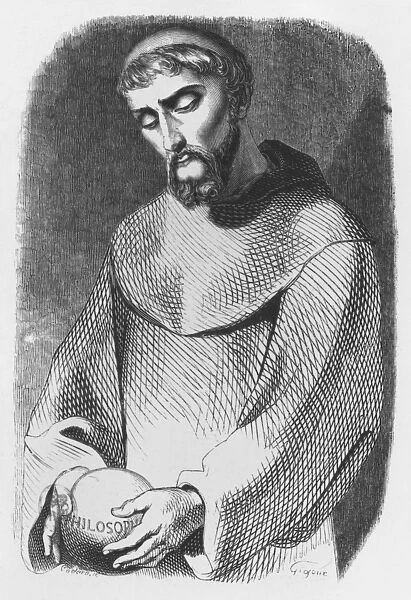 Abelard as monk at Saint-Gildas-de-Rhuys, illustration from Lettres d Heloise