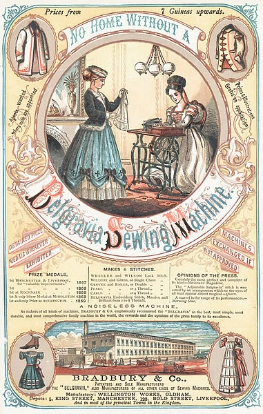 Advertisement for the Belgravia Sewing Machine (colour litho)