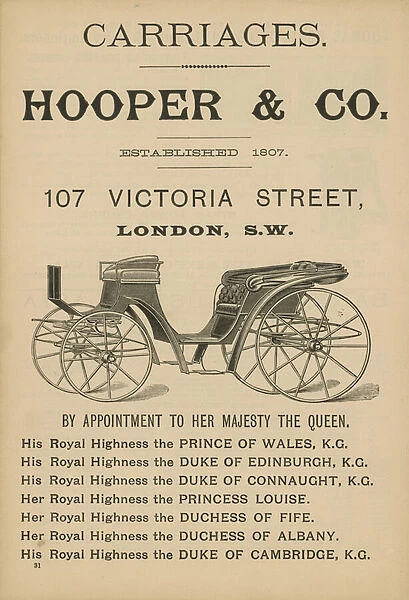 Advertisement for Hooper & Co carriages (engraving)