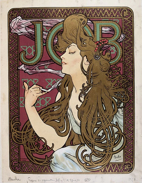 Advertising poster for 'Job Cigarette Paper'by Mucha, 1898