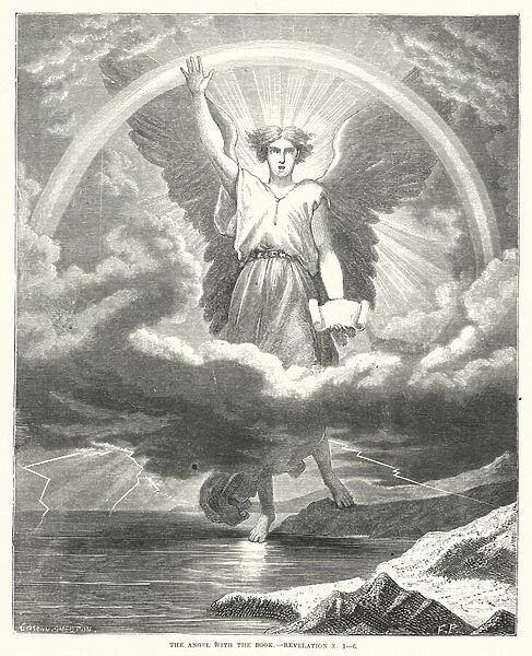 The Angel with the Book, Revelation X, 1-6 (engraving)