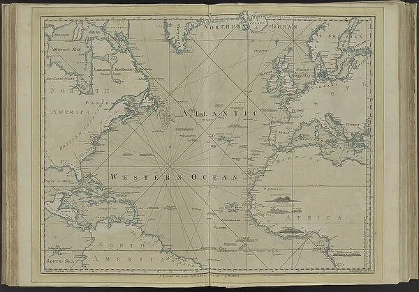 The Atlantic or Western Ocean from the West-India atlas, 1775 (coloured engraving)