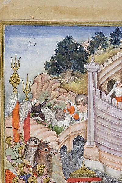 Detail from Baburs troops take the fortress at Kabul, c