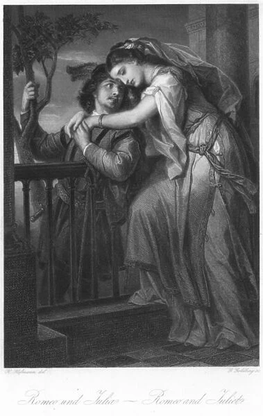 Balcony scene from Romeo and Juliet (engraving)