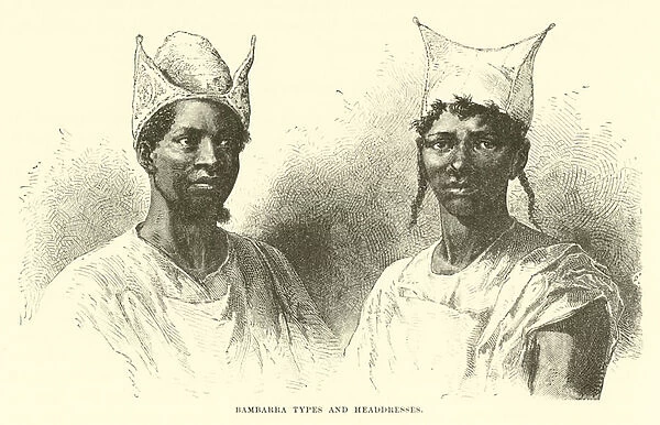 Bambarra Types and Headdresses (engraving)