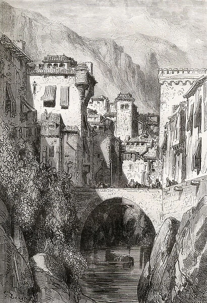 The Banks of the Darro, Granada, illustration from Spanish Pictures by the Rev