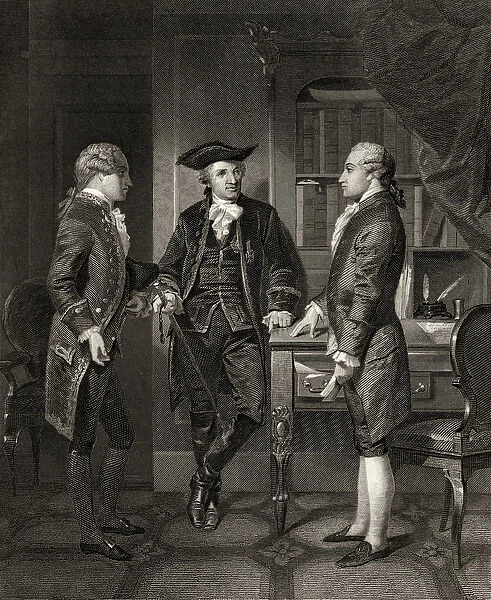 Baron de Kalb (centre) introducing Lafayette to Silas Dean, from Life and Times