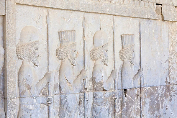 Bas reliefs at the walls of Apadana palace and staircase, Persepolis, Iran (sandstone)