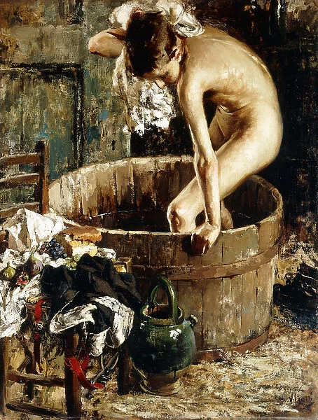 Bathing, (oil on canvas)