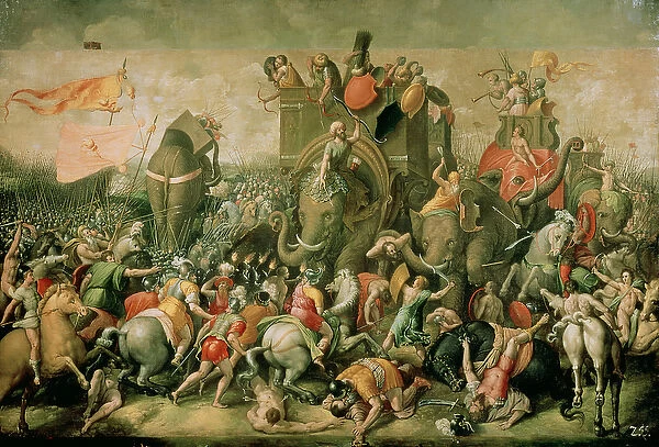 The Battle of Zama, 202 BC, 1570-80 (oil on canvas)
