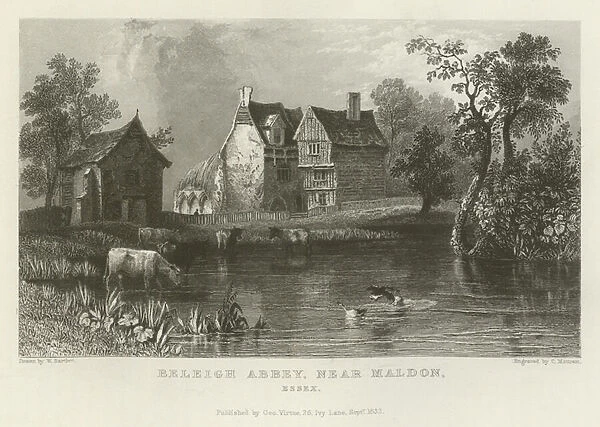 Beleigh Abbey, near Maldon, Essex (engraving)