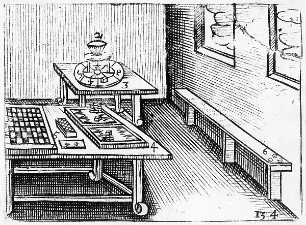 Board games from Orbis Sensualium Pictus, 1658 (woodcut)